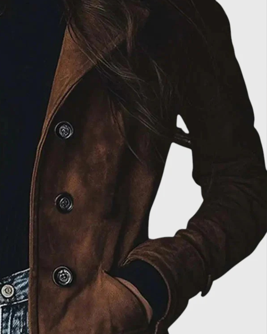 ABRIGO LARGO DE GAMUZA